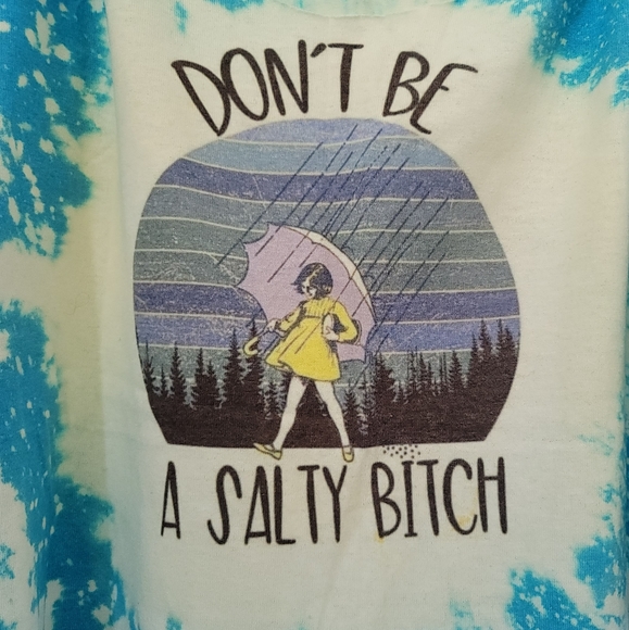 Don't Be A Salty BEACH cover-up, crop/tank top, blue tie-dye hand-made - Picture 2 of 7